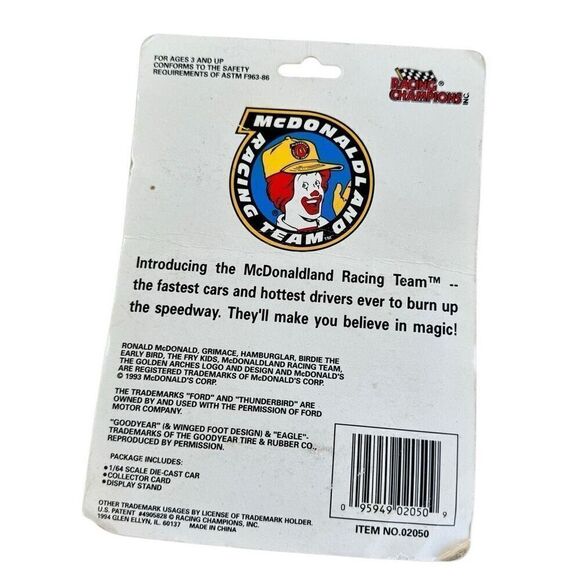Racing Champions Inc Mcdonaldand Racing Team Birdie’s T-bird 1/64 Die Cast Car - Picture 2 of 6